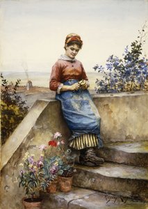 Sbucciando una mela, 1884 da Daniel Ridgway Knight