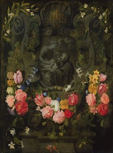 Rilievo in pietra con fiori