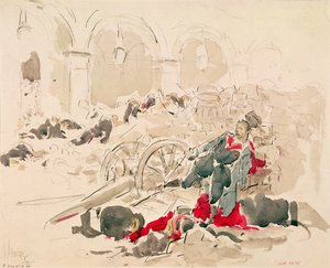 Barricata sulla Rue de Rivoli durante la Comune di Parigi da Daniel Urrabieta Vierge