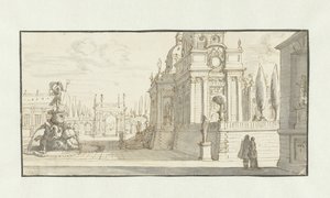 Piazza davanti a un palazzo rinascimentale da Daniel de Blieck