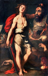 Davide vincitore del gigante Golia tiene la sua testa in mano Dipinto di Daniele Crespi (1598-1630) 1623 Palazzo Borromeo, Isola Bella, Stresa Italia