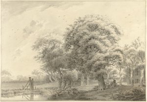 Paesaggio con sullo sfondo una villa in stile neoclassico