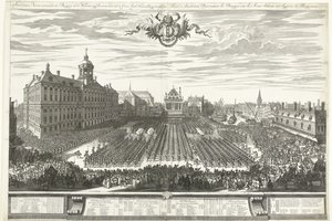 Milizie sulla Piazza Dam durante la fiera di Amsterdam, 1686 da Daniël Marot (I)