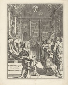 Interno di biblioteca con ecclesiastici da Daniël met de Penningen