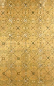 Pannello del soffitto, con disegno astratto ripetuto di foglie in verde oliva, ocra, rosso e giallo da Dankmar Adler