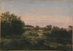 Paesaggio con un cottage accanto a uno stagno da Dankvart Dreyer
