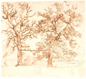 Paesaggio con grandi querce in primo piano da Dankvart Dreyer