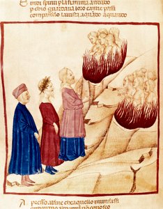 Purgatorio: Dante e Virgilio, miniatura da Dante Alighieri