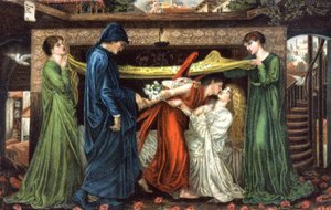 Dante Alighieri incontra Beatrice, ca 1900 da Dante Gabriel (after) Rossetti