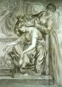 Canzone della morte di Desdemona (gesso nero e rosso su carta) da Dante Gabriel Charles Rossetti