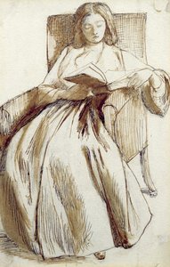 Elizabeth Siddal che legge un libro da Dante Gabriel Charles Rossetti