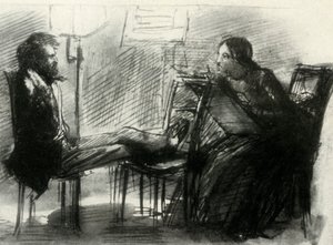Elizabeth Siddal che disegna Rossetti, 1853 da Dante Gabriel Charles Rossetti