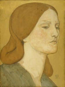Testa di una ragazza in un vestito verde (Elizabeth Siddal), 1850-65 da Dante Gabriel Charles Rossetti