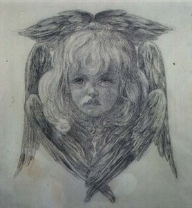 Studio per la testa di un angelo bambino in 