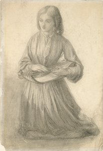 Elizabeth Siddal che suona uno strumento a corda da Dante Gabriel Rossetti
