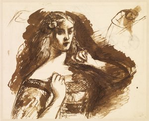 Schizzo a mezzo busto di una giovane donna da Dante Gabriel Rossetti