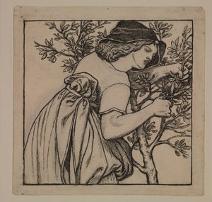 La luna di miele di re René - Giardinaggio - Progetto per un pannello dipinto per il gabinetto da Dante Gabriel Rossetti