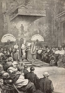 Concistoro del 13 novembre, Papa Leone XIII crea nuovi cardinali, Vaticano, incisione da un disegno di Dante Paolocci, da L