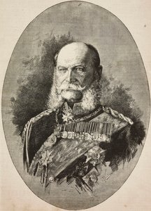 Imperatore Guglielmo I di Germania (1797-1888) nel 1887, incisione da disegno di Dante Paolocci, da L