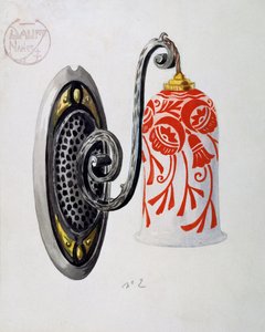 Modello di una lampada da parete Art Nouveau numero 2 della manifattura dei Fratelli Daum a Nancy, gouache, Francia, XX secolo da Daum Freres
