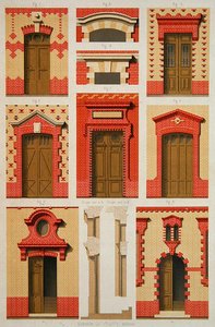 Progetti per proiezioni e frontoni in mattoni, illustrazione da 