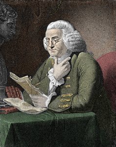 Ritratto di Benjamin Franklin (1706-1790), filosofo, fisico e ambasciatore americano. Incisione da un dipinto di David Martin. da David (after) Martin
