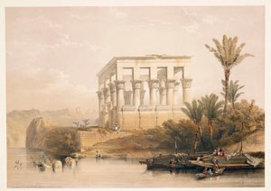 Tempio di File, noto come il "Letto del Faraone", incisione basata su un disegno di David Roberts da "Egitto e Nubia" da David (after) Roberts