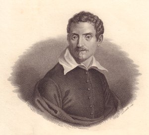 Ritratto del pittore italiano Domenico Zampieri, noto anche come Domenichino (1581-1641), incisione su rame di A Locatelli da John Ward Dunsmore