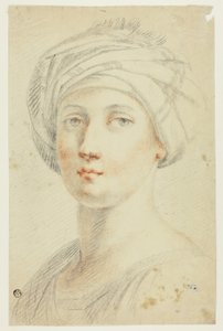 Ritratto di busto di giovane donna con turbante da David Allan