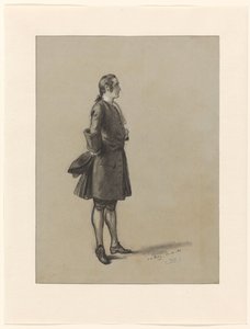 Studio di figura di un uomo in piedi, con il cappello sulla schiena da David Bles