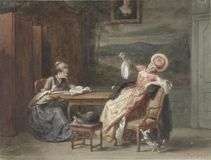 Due giovani donne a un tavolo da David Bles