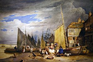 Una pescivendola con le sue merci sul Tamigi da David Cox