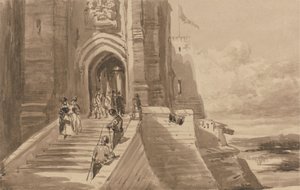 Figure sulla Scala Esterna di un Castello da David Cox