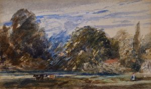Paesaggio con mucche e figura da David Cox