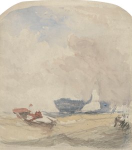 Studio del mare con hulk, barca a vela e barca a remi da David Cox