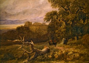 Viaggiatori vicino al castello di Hardwicke da David Cox