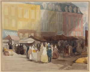 Una scena di mercato francese, forse Boulogne da David Cox the elder