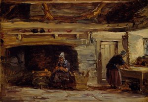 Interno di un cottage, Trossavon vicino a Bettws-y-Coed, 1844-1847 da David Cox the elder