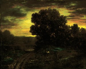 Paesaggio fluviale al tramonto da David Johnson