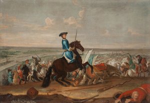 Re Carlo XII alla battaglia di Narva il 19 novembre 1700