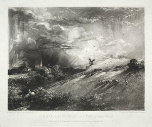 Vari soggetti di paesaggio, caratteristici del paesaggio inglese da dipinti di John Constable, R.A.: Pomeriggio estivo - dopo un acquazzone da David Lucas