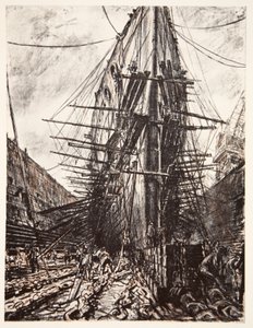 HMS Lion in bacino di carenaggio, illustrazione da 