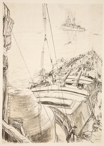Il castello di prua di una nave da guerra: nel Forth, illustrazione da 