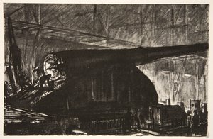 Il turno di notte che lavora su un grande cannone, illustrazione da 