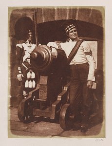 Artigliere e Highlander, Castello di Edimburgo da David Octavius Hill