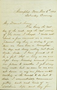 Lettera di D. P. Grier, Memphis, Tenn., a Anna McKinney, 6 dicembre 1862