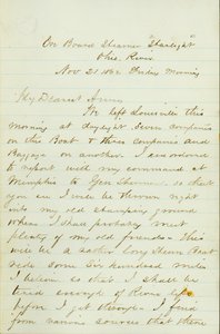 Lettera da D. P. Grier, a bordo del piroscafo Starlight, Fiume Ohio, ad Anna McKinney, 21 novembre 1862 da David Perkins Grier