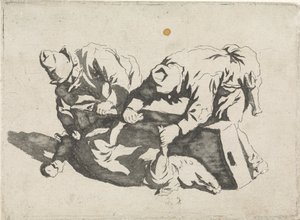 Uomini con un maiale macellato da David Pièrre Giottino Humbert de Superville