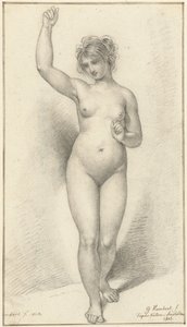 Nudo femminile in piedi, con braccio destro alzato