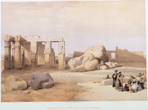 Frammenti dei grandi Colossi, al Memnonium, in "La Terra Santa", Londra 1849 da David Roberts
